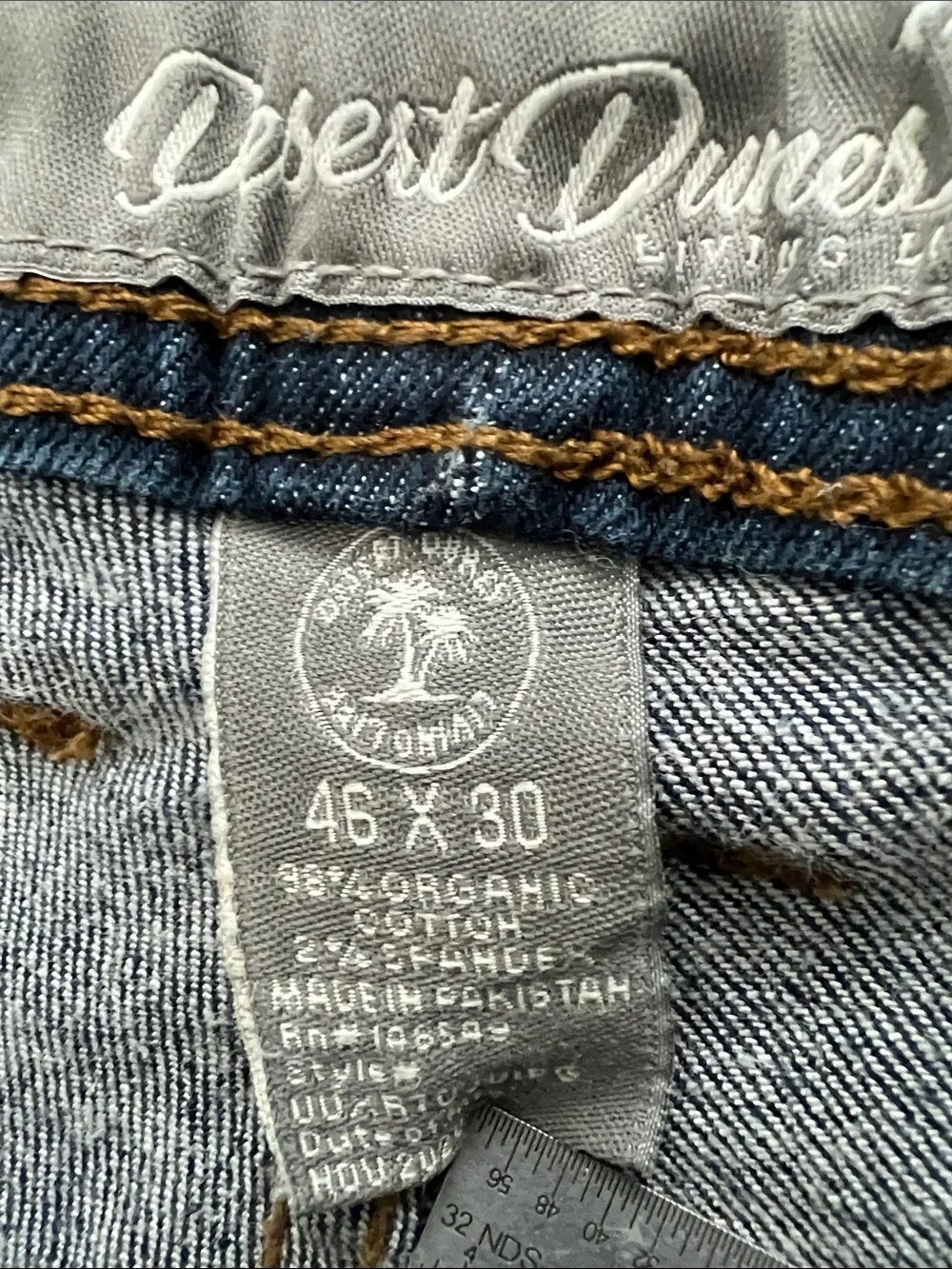 Desert Dunes Men's Dark Blue Denim Stretch Jeans with Fading - Size 46x29